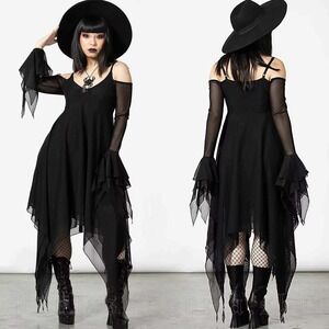 Killstar omen Crush fairy dress black mesh asymmetrical
